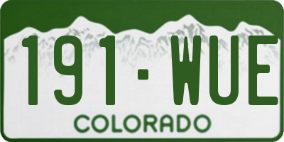 CO license plate 191WUE