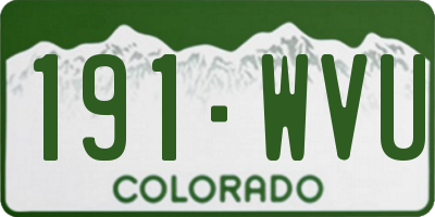 CO license plate 191WVU