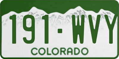 CO license plate 191WVY