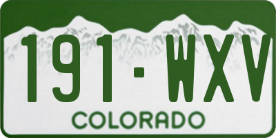 CO license plate 191WXV