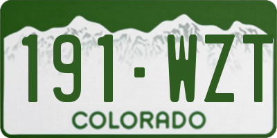 CO license plate 191WZT