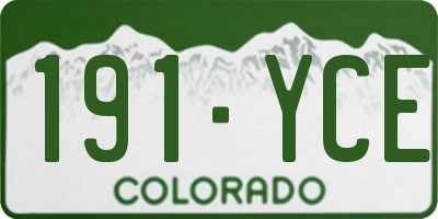 CO license plate 191YCE