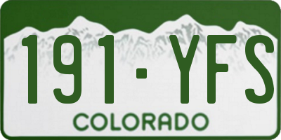 CO license plate 191YFS