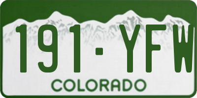 CO license plate 191YFW