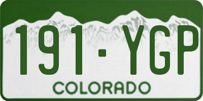 CO license plate 191YGP