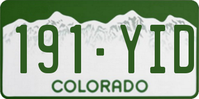 CO license plate 191YID