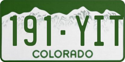 CO license plate 191YIT