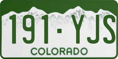 CO license plate 191YJS
