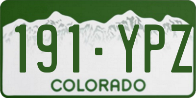 CO license plate 191YPZ