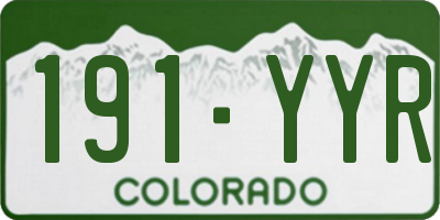 CO license plate 191YYR