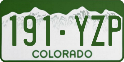 CO license plate 191YZP