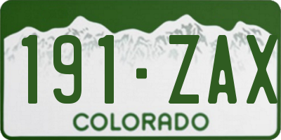 CO license plate 191ZAX