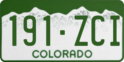CO license plate 191ZCI