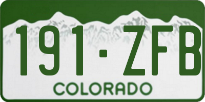 CO license plate 191ZFB
