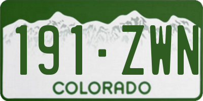 CO license plate 191ZWN