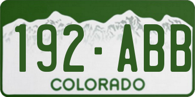 CO license plate 192ABB