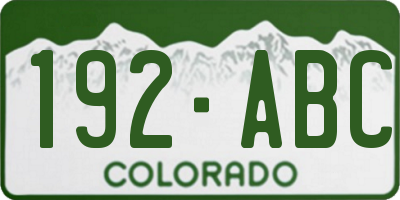 CO license plate 192ABC