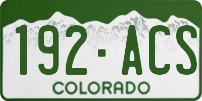 CO license plate 192ACS