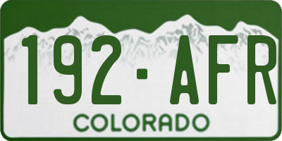 CO license plate 192AFR