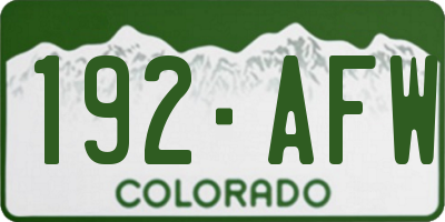 CO license plate 192AFW