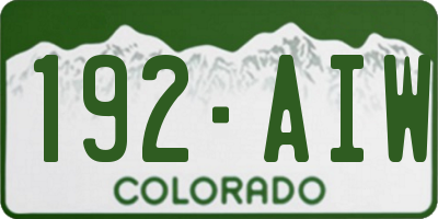 CO license plate 192AIW