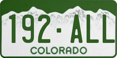 CO license plate 192ALL