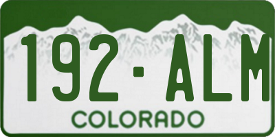 CO license plate 192ALM