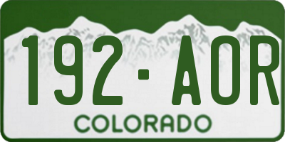 CO license plate 192AOR