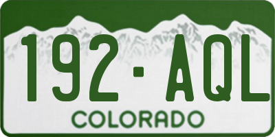 CO license plate 192AQL