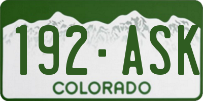 CO license plate 192ASK