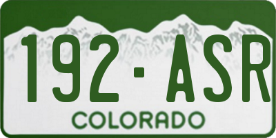 CO license plate 192ASR