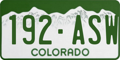 CO license plate 192ASW