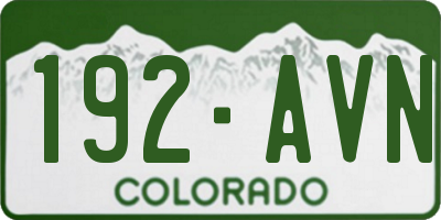 CO license plate 192AVN