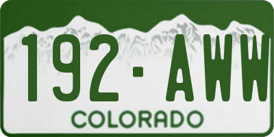 CO license plate 192AWW