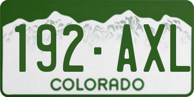CO license plate 192AXL