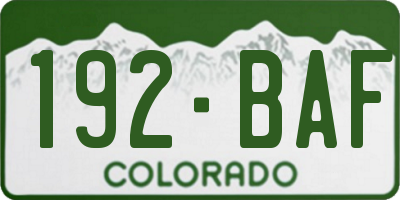 CO license plate 192BAF
