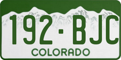CO license plate 192BJC