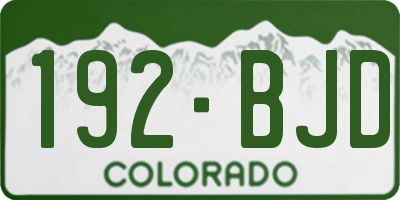 CO license plate 192BJD