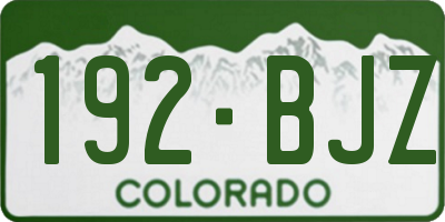 CO license plate 192BJZ