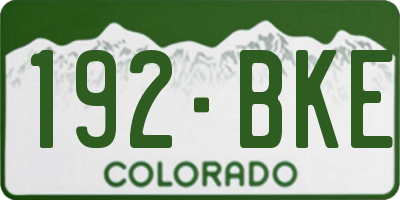 CO license plate 192BKE