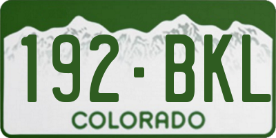 CO license plate 192BKL