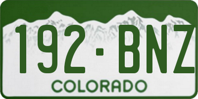 CO license plate 192BNZ