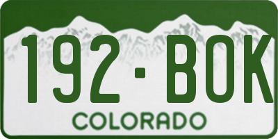 CO license plate 192BOK