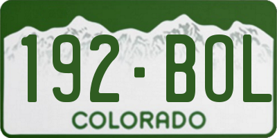 CO license plate 192BOL