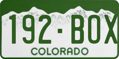 CO license plate 192BOX