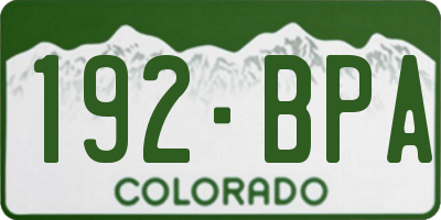 CO license plate 192BPA