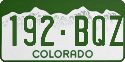 CO license plate 192BQZ