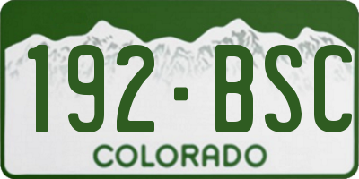 CO license plate 192BSC