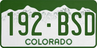 CO license plate 192BSD
