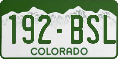 CO license plate 192BSL